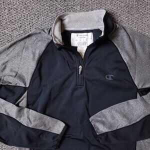 Champion Powertrain Sweatshirt Men S Small Gray Pullover Double Dry Zip Athletic